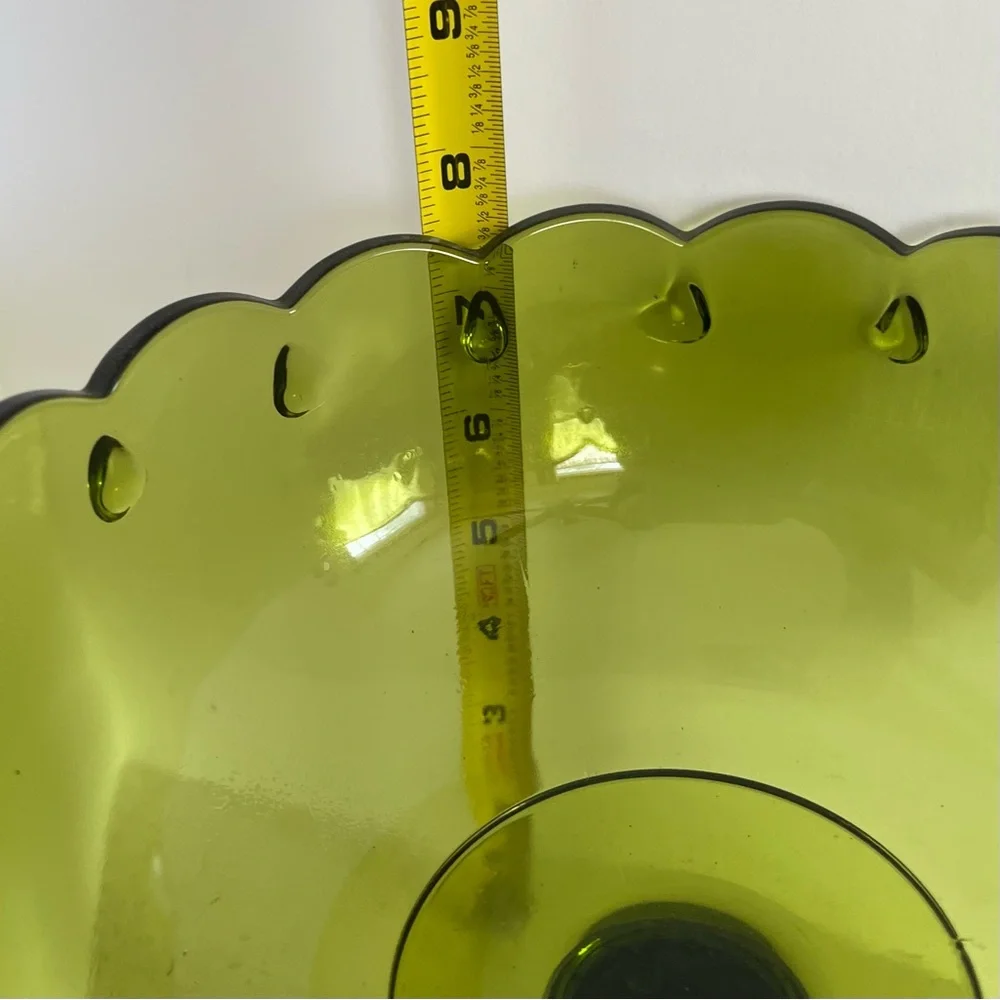 Vintage Pedestal Olive Green Indiana Glass Compote Candy Dish Bowl 7.5” X 7.5”